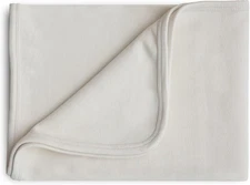 mushie Extra Soft Baby Blanket | Cotton and Elastane Ribbed Receiving Ivory 