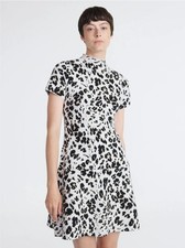 Scoop Women's Flare Leopard Jacquard Sweater Dress Size XS(0-2) New With Tags!