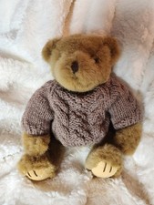 Vintage Russ Berrie Huntington Teddy Bear Plush Stuffed Beanie Weighted Sweater