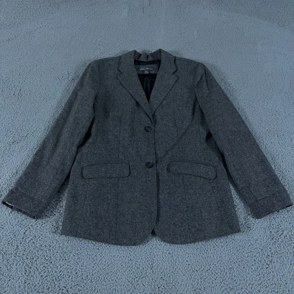 Blazer Eddie Bauer Feminino 18 Alto Cinza Jaqueta de Lã Casaco Academia Clássico Preppy - Imagem 2 de 4