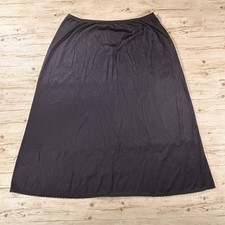 Vintage Black Half Slip, Lace Hem, Elastic Waist Underskirt Women's L