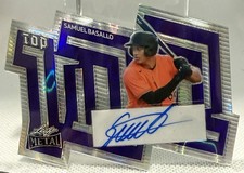 2024 Leaf Metal Top 100 Purple Die Cut Auto Samuel Basallo 3/9 Orioles