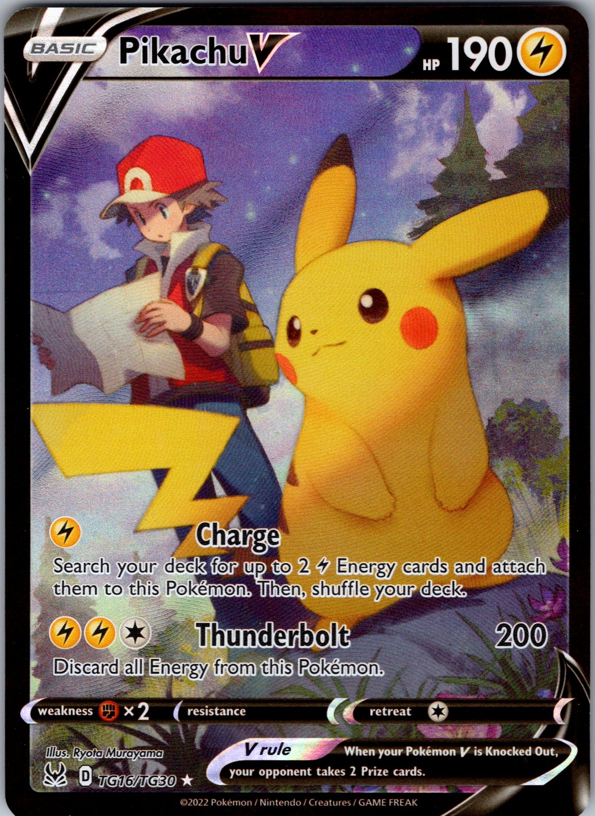 Pikachu V Ultra Rare SWSH11: Lost Origin Trainer Gallery TG16/TG30 NM