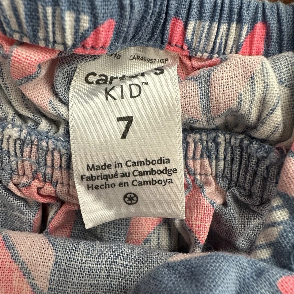 4pc Carter’s Kid Girls 7 7A Sleeveless Tank Tops Bike Shorts Summer Linen EUC! - Image 4 of 4