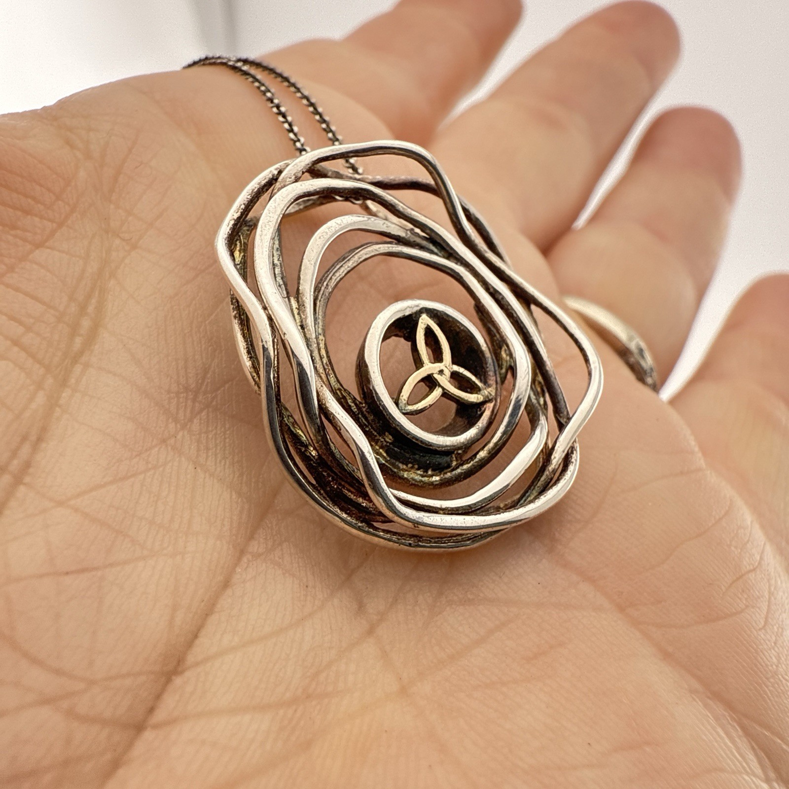 Keith Jack Necklace Celtic Cradle of Life Sterling Silver 10K Trinity Knot $290