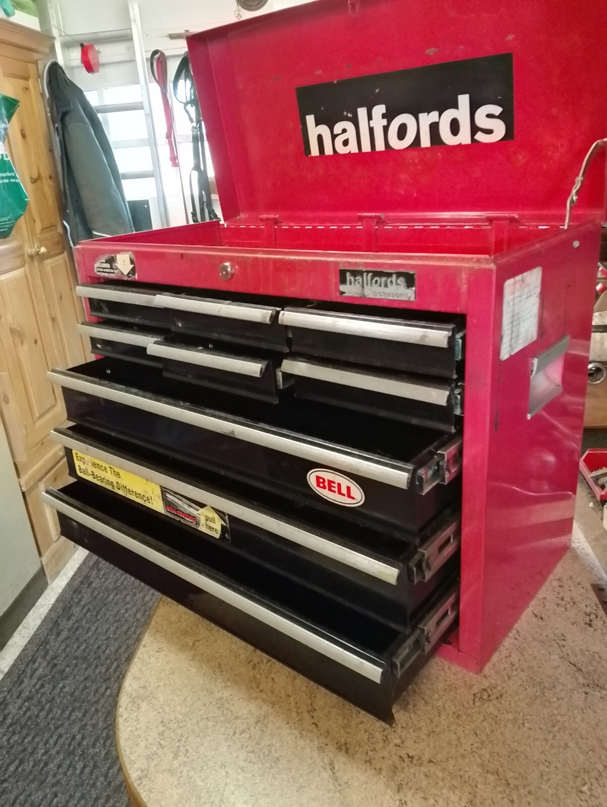 USED TOOLCHEST 9 DRAW HALFORDS PROFESSIONAL/ BALL BEARINGS eBay