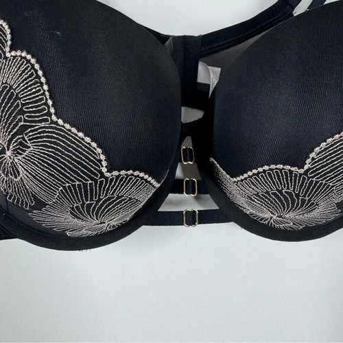 Cacique Bra 40C Seriously Sexy Boost Balconette Strappy Lace Black - Picture 3 of 10