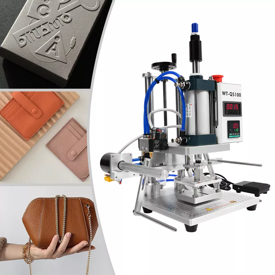 Máquina de estampado en caliente neumática de 8 * 10 cm máquina de estampado digital prensa 500 W Foto 2 de 4