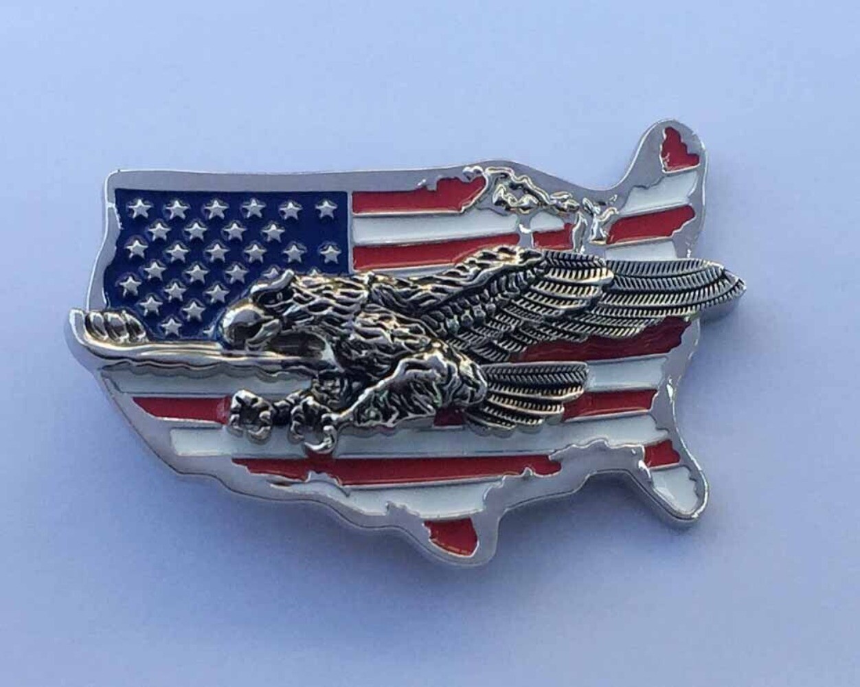 Western Belt Buckle for Men USA Cowboy Rodeo Wear - American Map Flag with Eagle