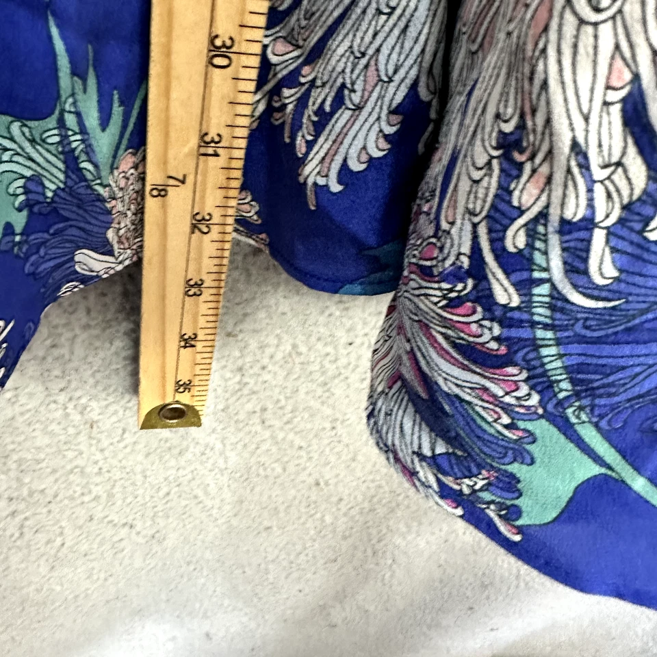 Vestido de Seda GREYLIN Pequeño Azul Floral Sin Mangas Cuello en V Boho Resort Y2K Vacaciones Foto 3 de 4