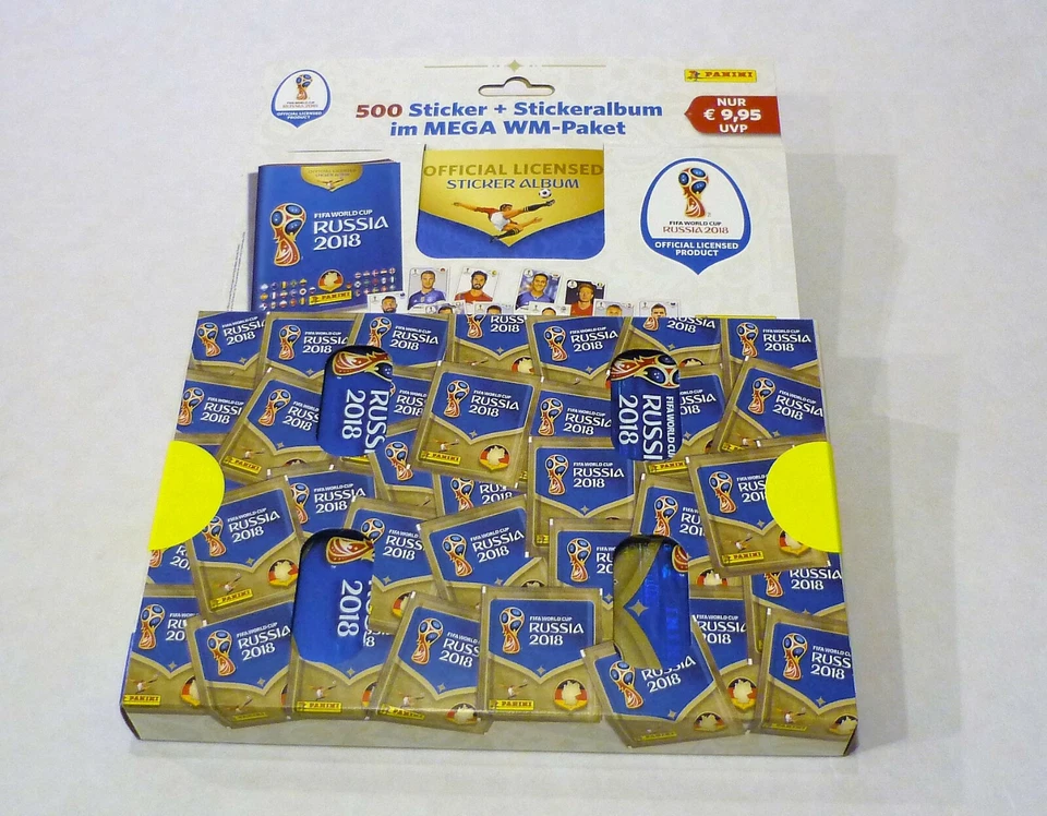 Panini WM 2018 - Mega WM PAKET 100 Tüten + Album - World CUP RUSSIA 18 MEGA PACK - Bild 1 von 1
