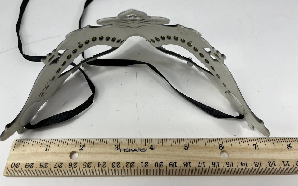 Black Costume Mask Rhinestone Glitter And Ribbon New - Image 4 of 4