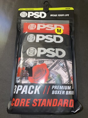 PSD Core Standard Premium Boxer Briefs Rose Money 3 Pack Size Medium New