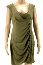 $120 Faithfull The Brand Women'S Green Ruched Zipper Front Casual Dress Size 4