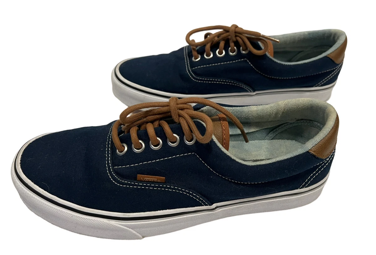 Vans Navy Blue Boat Era Shoe Brown Trim Tongue 9 W 10.5 Excellent Cond |