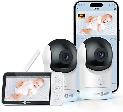 Split-Screen Baby Monitor, 5  Smart Video Baby Monitor with App Control, Two 2K
