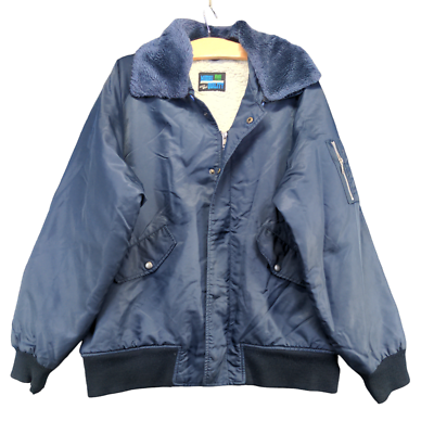 Midori Men's Sherpa Lined Vegan Fur Collar Bomber Jacket Blue