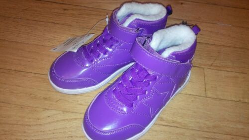 NWT - H&M Girl High Top Casual Sneakers - Lined - PURPLE with stars  - Afbeelding 1 van 5