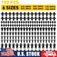 190Pcs Car Clips for Hole Plastic Rivets Retainer Fender Push Pin Fastener Bumpe