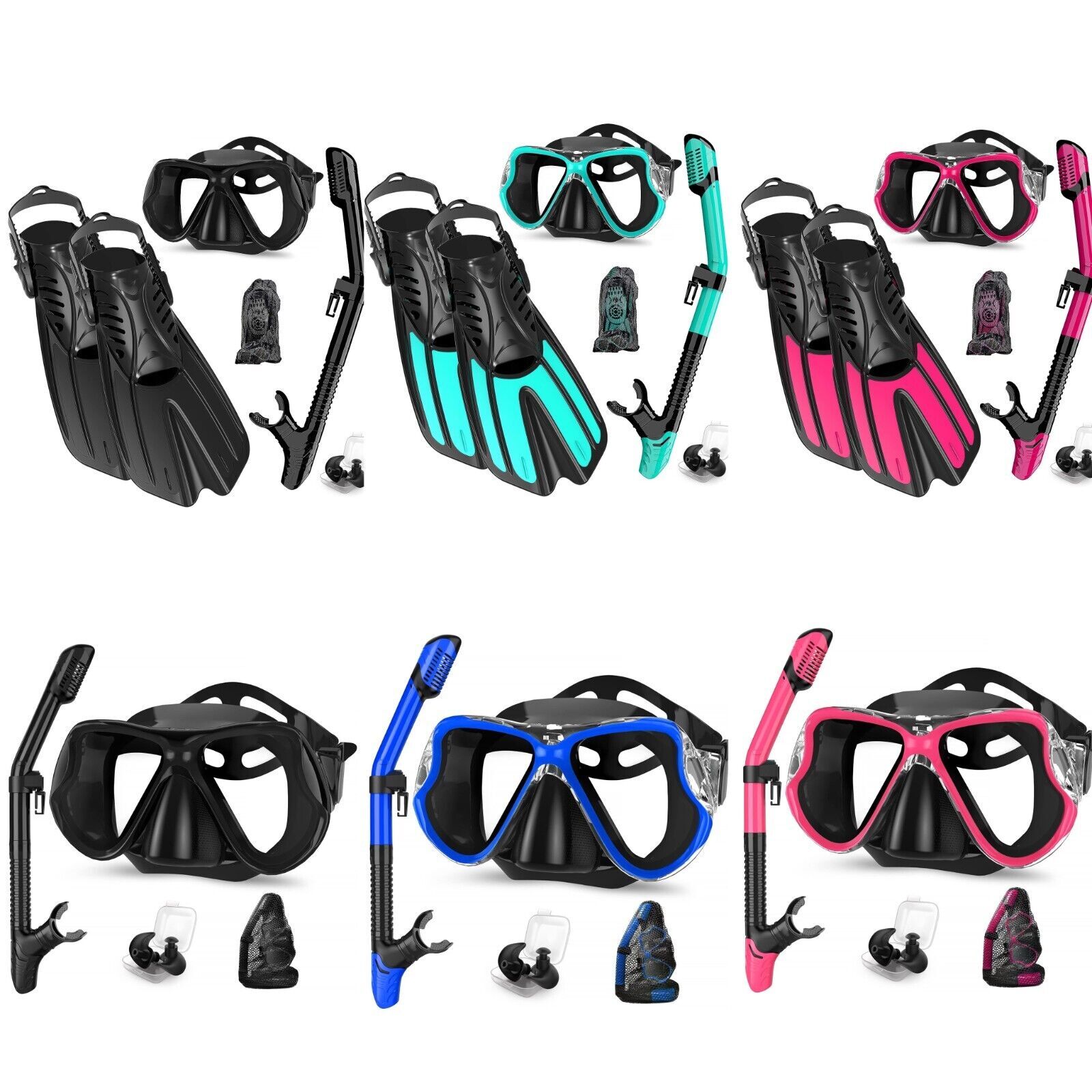 Juego de snorkel para adultos, máscara de buceo resistente a impactos con vidrio templado