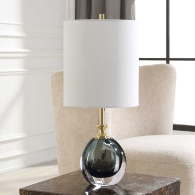 Enigma Table Accent Lamp Smoky Teal Blue Art Glass 20 Inch - Uttermost 30291