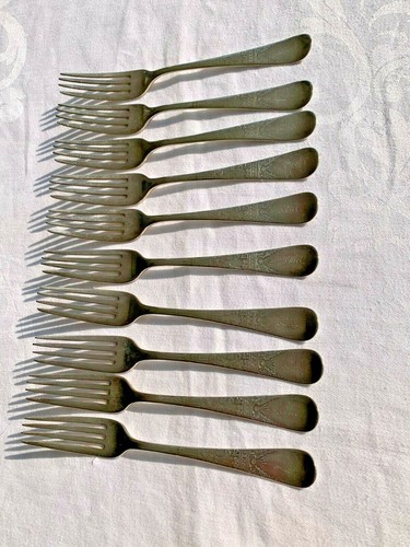 1878 Lorne Dinner Forks Lot 10 Silverplate Alice Monogram Victorian 1847 Rogers - Picture 4 of 8