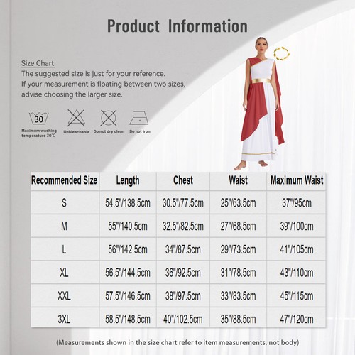 Women Greek Roman Toga Costume Grecian Princess Empress Dress with Headwear - Picture 11 of 54