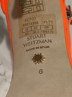 Stuart Weitzman Nudistcurve 100 Sandal in Orange Neon Blaze