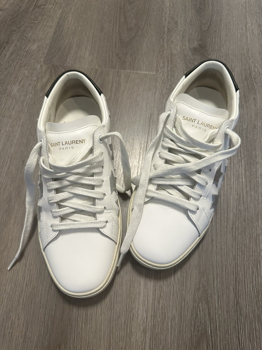 【関税負担】 SAINT LAURENT 16AW SILVER STARS SNEAKERS Saint Laurent White Sneakers With Silver Stars | eBay