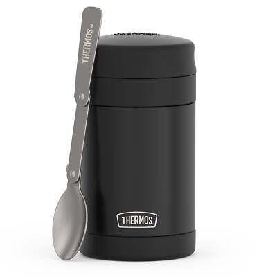 Thermos 16oz Insulated Food Jar with Folding Spoon, Matte Black