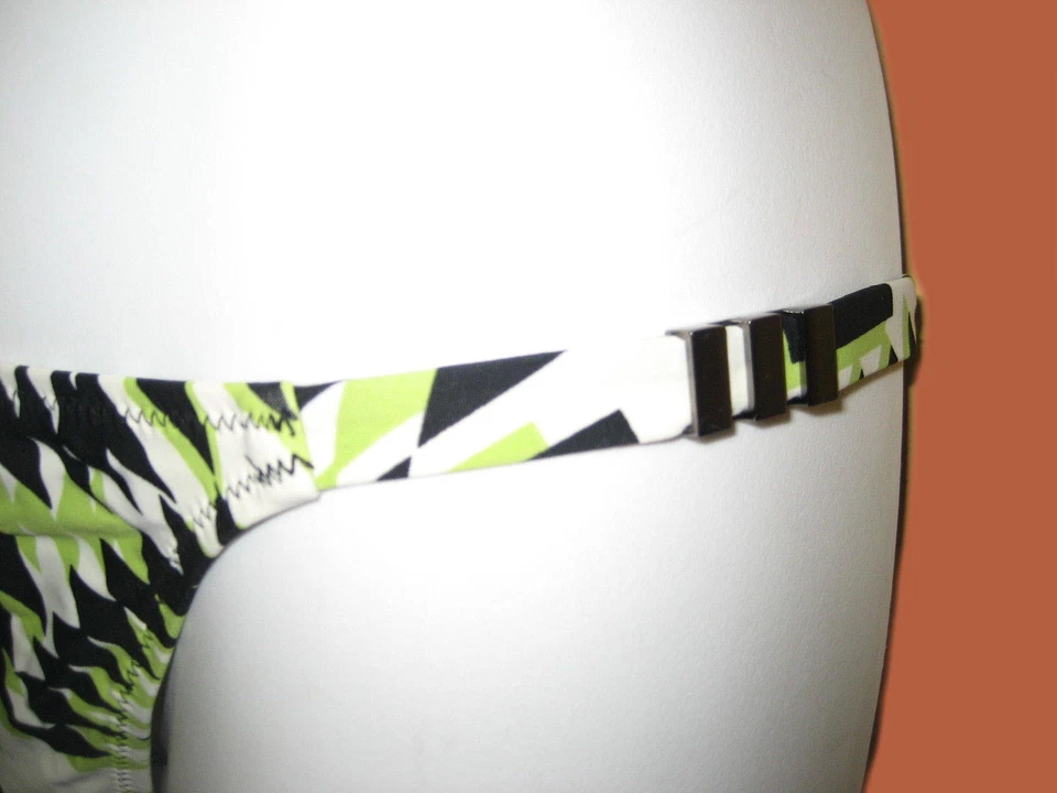 NEW GOTTEX Lime Green Black Trendy BATHING SUIT SWIMSUIT BIKINI SET 2 pc Size 8 - Image 4 of 4
