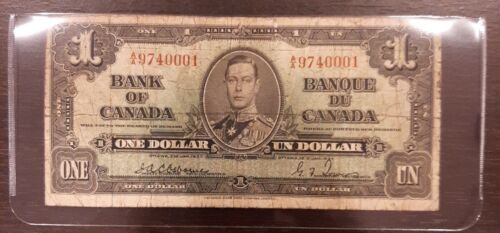 1937 Banque du Canada 1 $ à F billets de banque Osborne/papier-monnaie  - Photo 1 sur 3