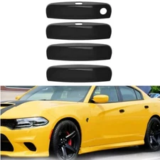 For 2011-2023 Dodge Charger GLOSS BLACK Door Handle Covers Overlay WITH Smartkey