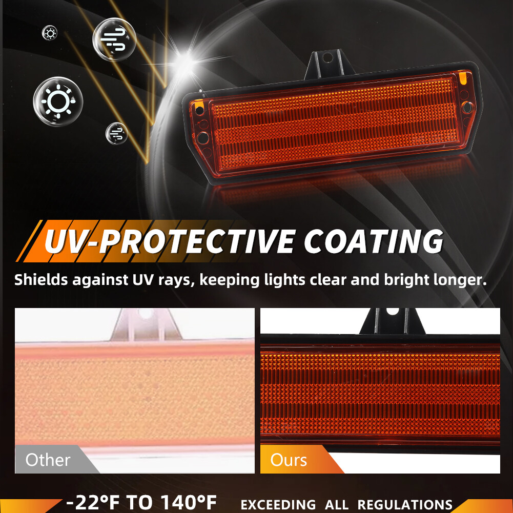 4PCS Amber Front & Red Rear Bumper Side Marker Lights For 1971-1973 Ford Mustang