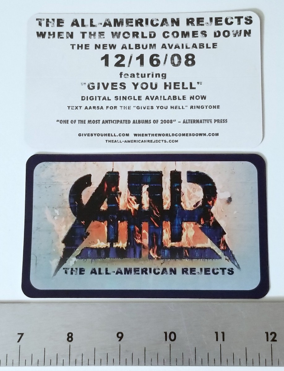 ALL AMERICAN REJECTS 2 PROMO STICKER WHEN THE WORLD COMES DOWN