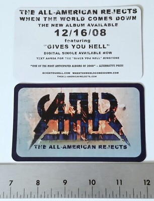 ALL AMERICAN REJECTS 2 PROMO STICKER WHEN THE WORLD COMES DOWN
