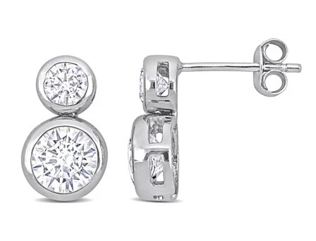 Amour Sterling Silver 3 3/4 CT TGW Cubic Zirconia Bezel Set Stud Earrings