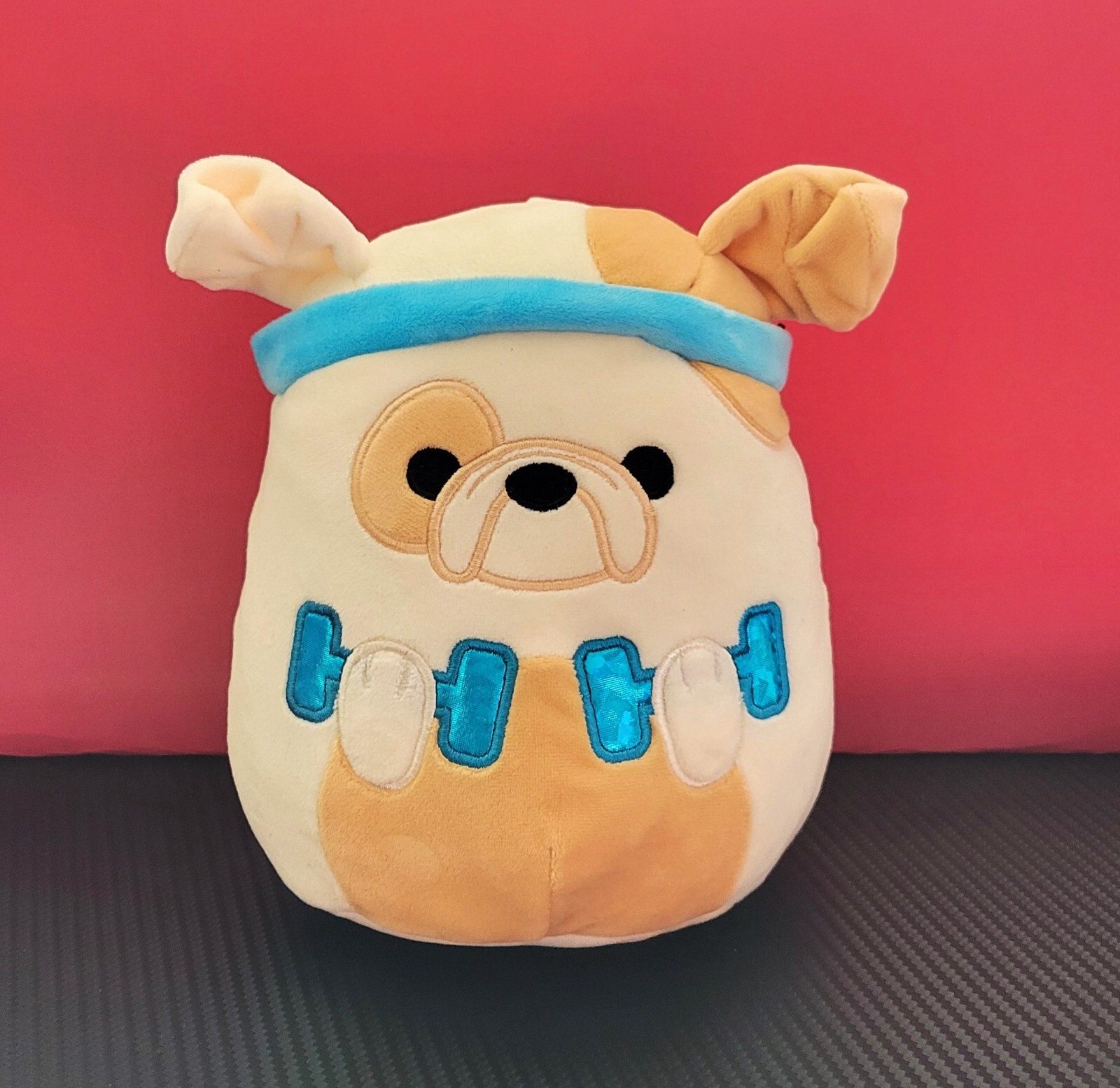 Squishmallows Brock The Bulldog 8 inch Kellytoy Workout With Weights Plush