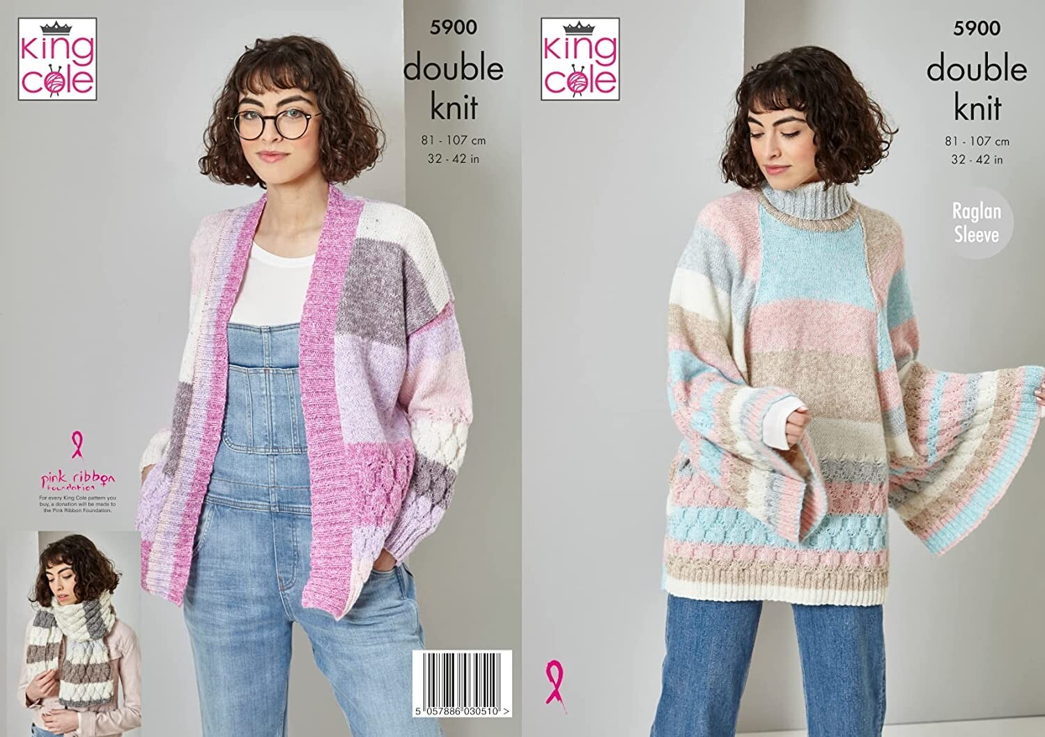 King Cole 5900 Knitting Pattern Womens Cardigan Sweater and Scarf in Harvest DK, 32" - 42" - Image 2
