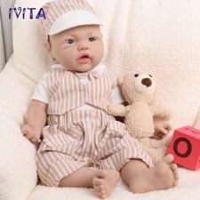IVITA 17 inch Lovely Baby Boy Doll Lifelike Full Silicone Reborn Doll Infant