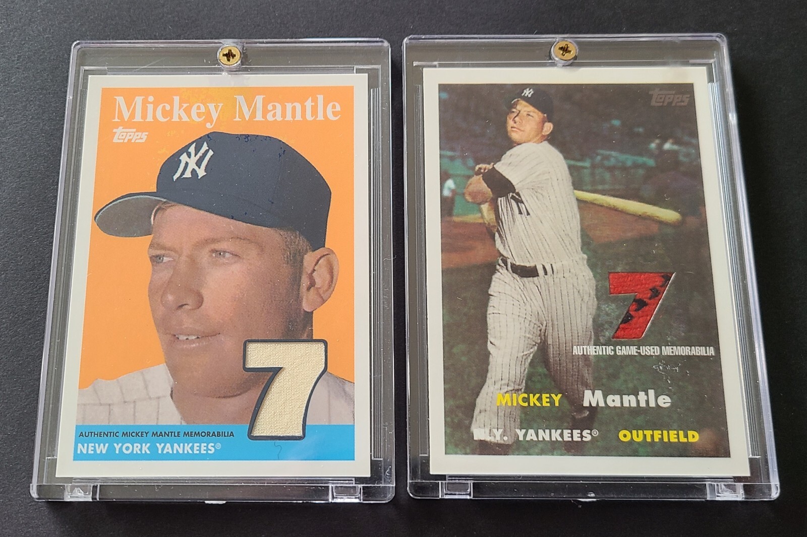 2007 2008 Topps Mickey Mantle Game Used Jersey Cards MMR 57 & 58 28