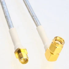 RP-SMA male 90° to female RG402 .141" Semi-Flexible Tinned extension Jumper 4~40