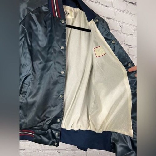 Bomber Bud Light vintage anni 80/90 blu raso nylon giacca varsity taglia media - Foto 10 di 13