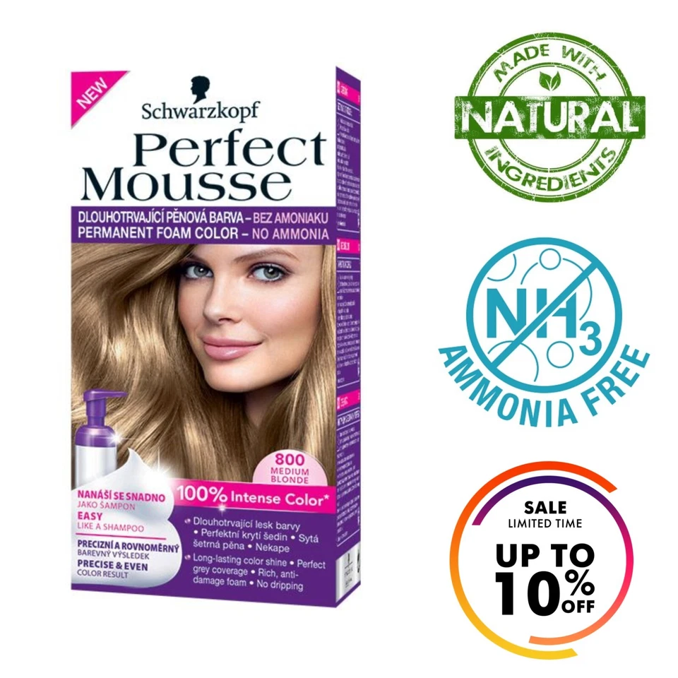 Schwarzkopf PERFECT MOUSSE Tinte de Cabello Permanente Color Profesional Libre de Amonia Foto 2 de 4