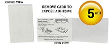 Cold Self Stick Credit Card Laminating Pouches 2-1/8 x 3-5/8 [100/pack] 5 Mil