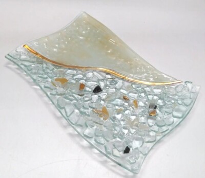 Fused Glass Wavy Pebbled Texture by Cassiani, Murano Italy