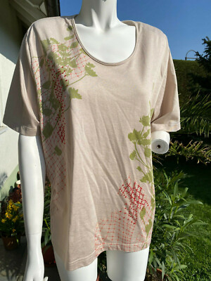 LADY BEXLEYS Damen T-Shirt mit roten Pailettenkugeln - in Beige - Gr. L