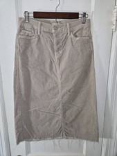 MOTHER Button Fly Corduroy Cutout Skirt Hopscotch Tan Gray Grey Mist Midi