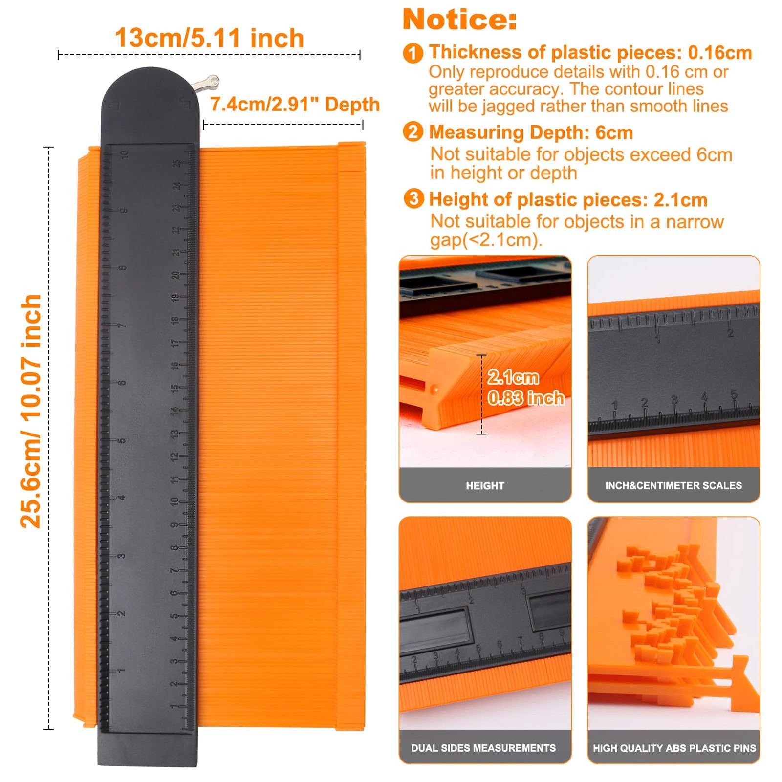 10 Inch Super Gauge Shape and Outline Tool, Contour Gauge Profile Tool with L...