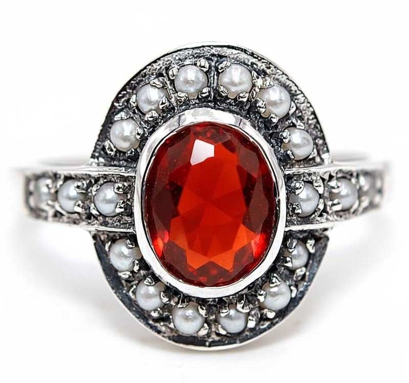 1CT Fire Garnet 925 Solid Sterling Silver Filigree Ring Jewelry Sz 8 PC12-2